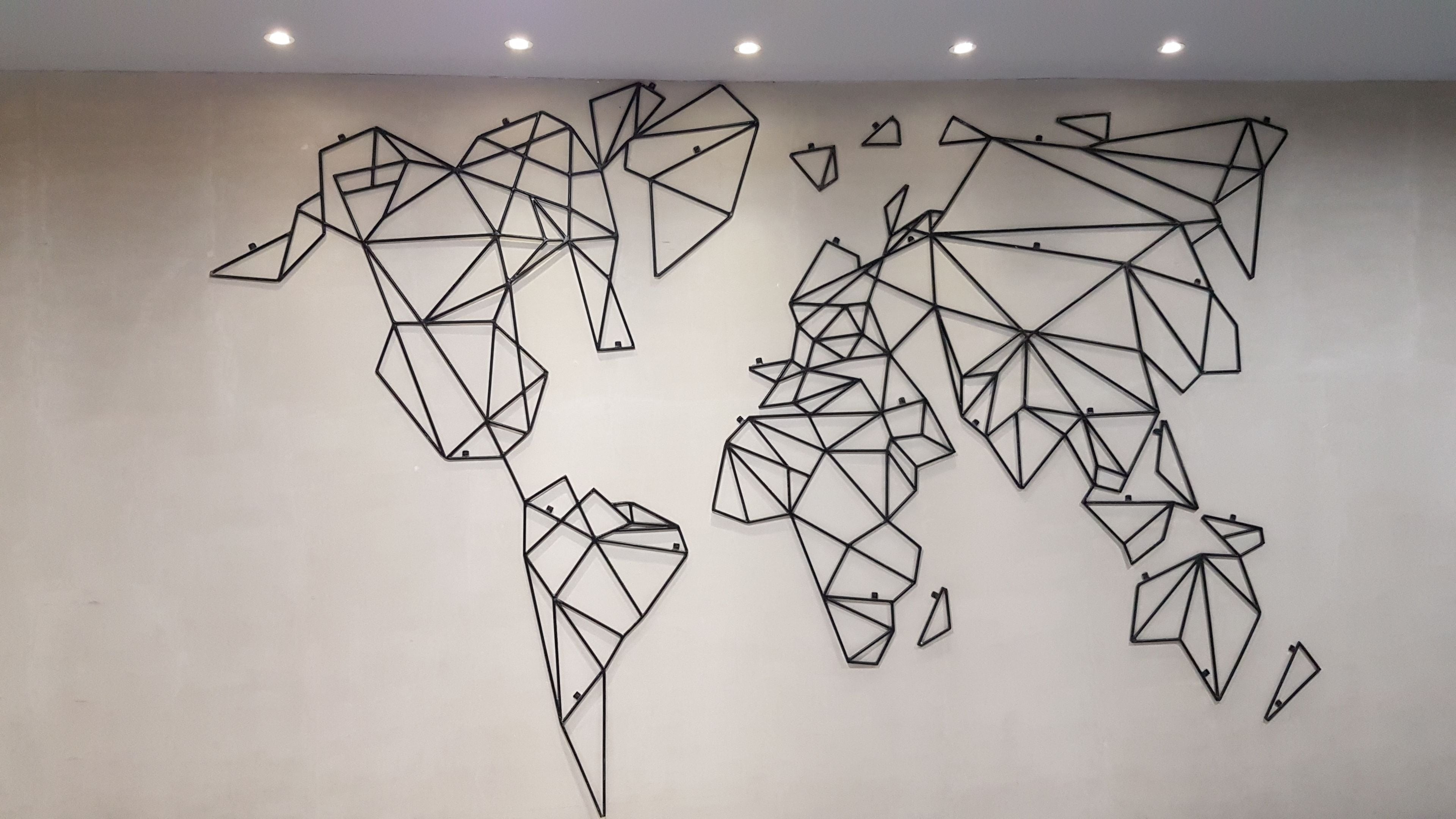 A geometric wall art installation.