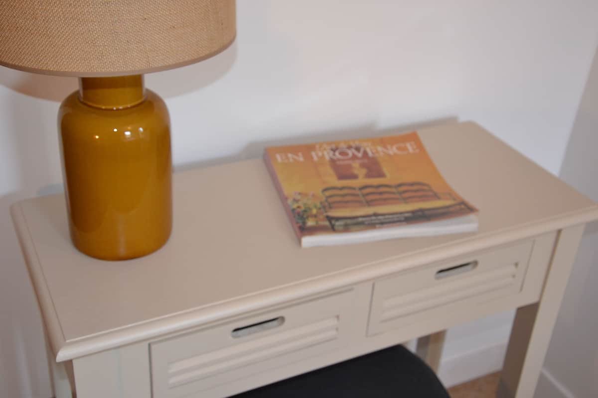 Premium bedding, memory foam beds, desk, blackout drapes