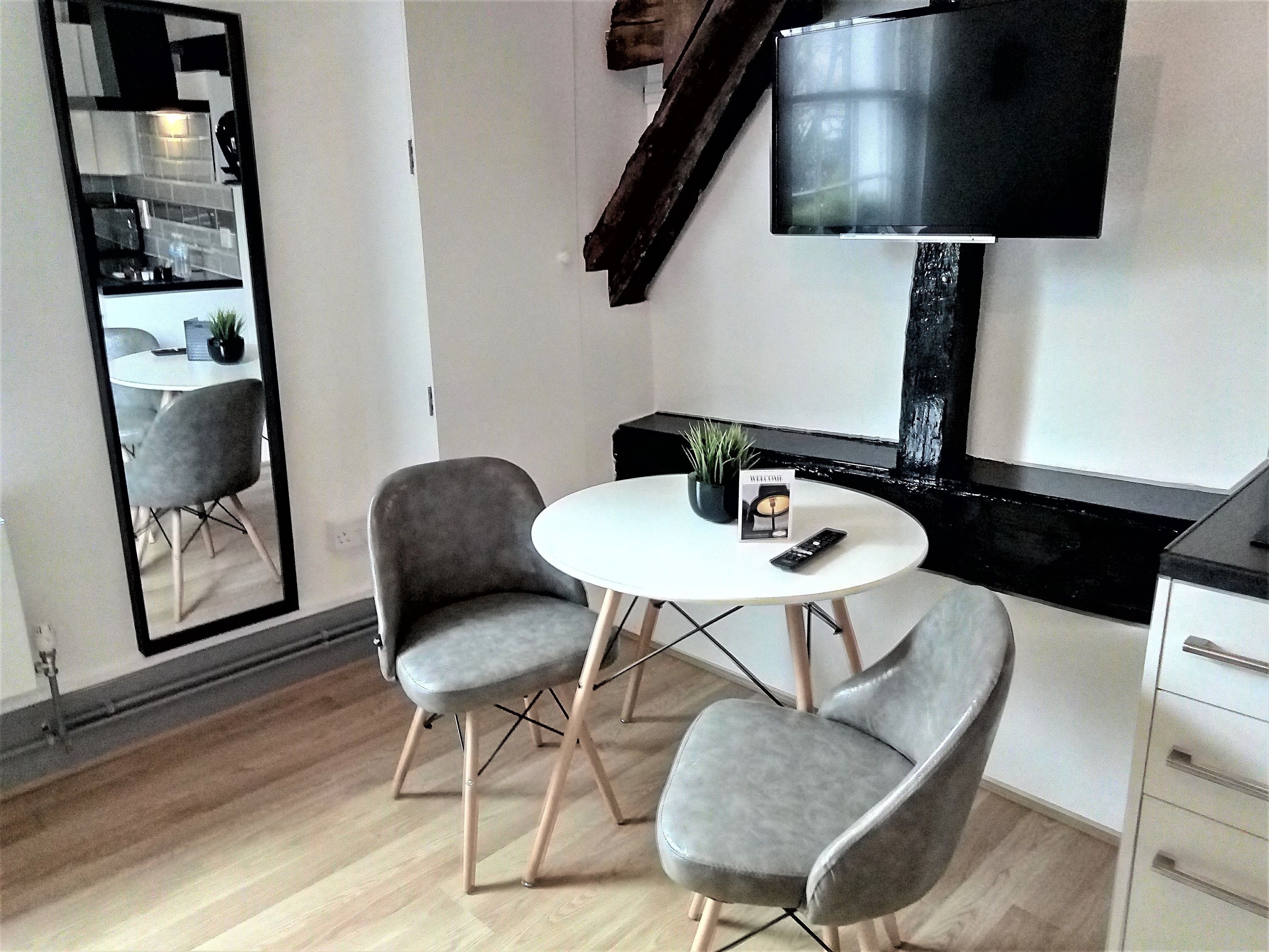 1 bedroom, desk, laptop workspace, iron/ironing board