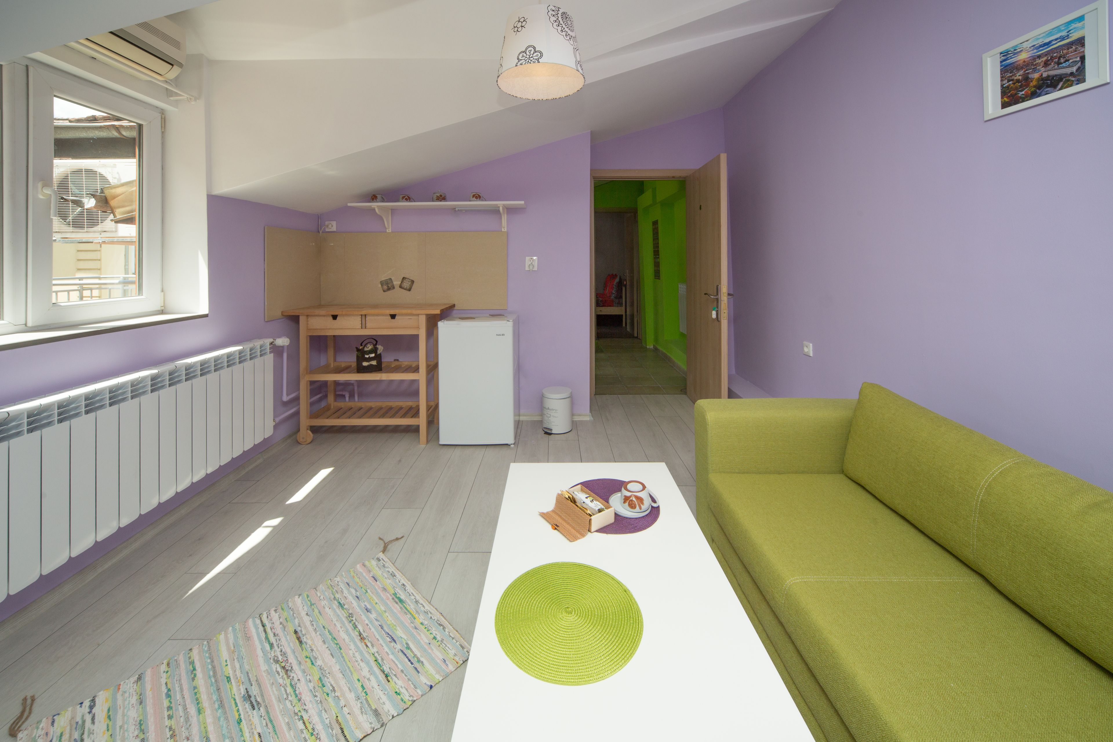 basic studio, 1 bedroom, courtyard view | private kitchenette | fridge, electric kettle