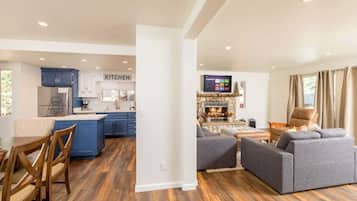 TV, fireplace, video games, Netflix