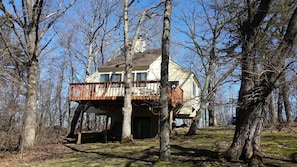 Spacious back deck with beautiful views