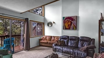 Smart TV, fireplace, DVD player, books