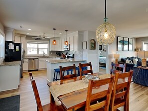 Fridge, microwave, oven, stovetop - Sea Paradise Cottage | Oceanfront + Sun Deck (Topsail Beach)