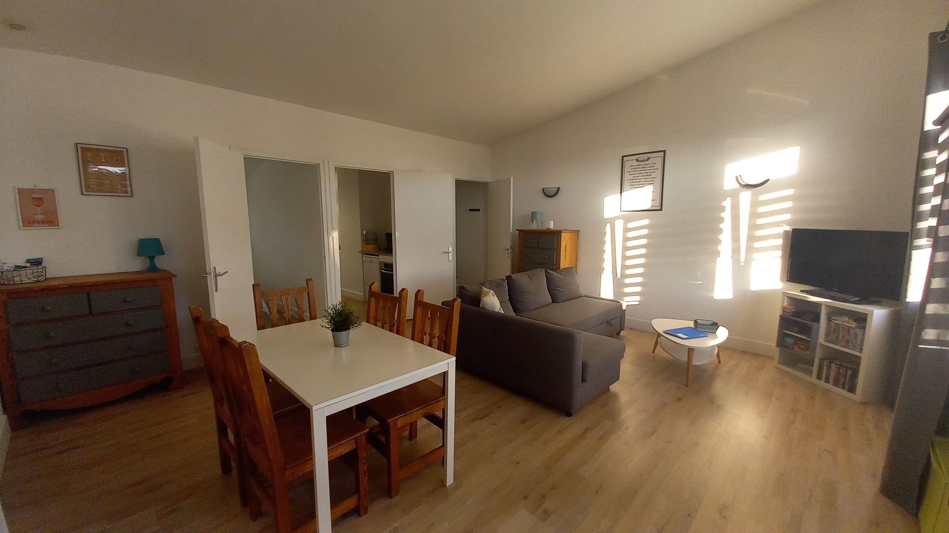 Télévision, lecteur de DVD, livres, vidéothèque