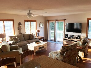 Smart TV, DVD player, music library, video library