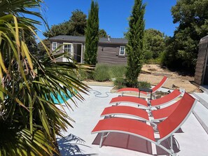 Terrace/patio - NATUR LODGE, bungalows and individual pool, natural site, exceptional view (ROMPON)