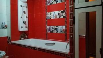 Ensemble douche/baignoire, serviettes fournies