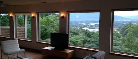 Smart-tv, eldstad och dvd-spelare