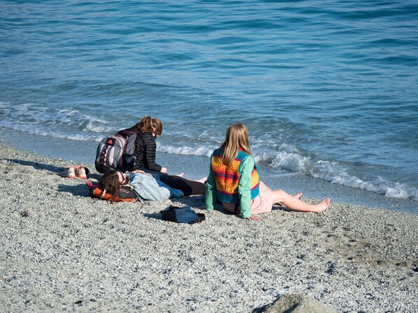 On the beach, snorkelling