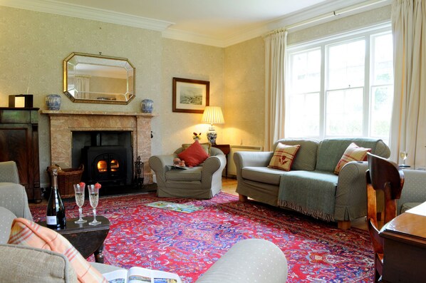 Flat-screen TV, fireplace, DVD player