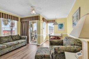 Flat-screen TV, DVD player