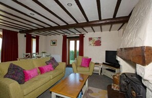 Una televisión, una chimenea