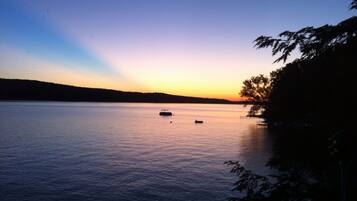 On the beach, sun loungers, beach towels