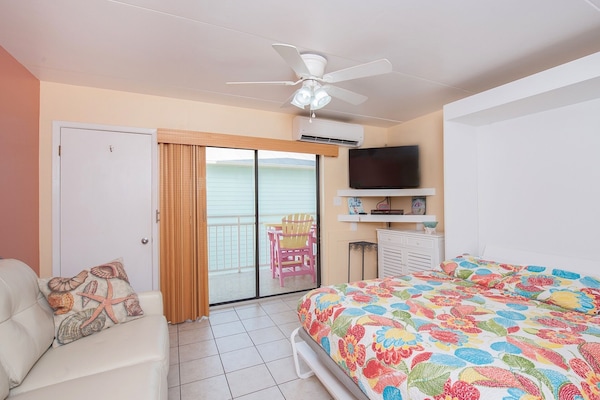 Studio layout with Queen bed in down position.