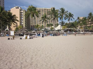 On the beach, sun loungers, beach towels - Oceanfront 2 Bedroom, Spectacular Ocean Views, 59.00/nt May-Oct, monthly rental (Puerto Vallarta)