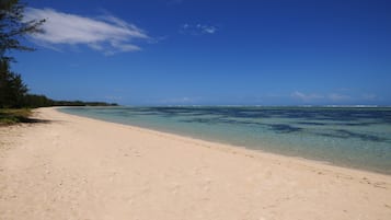 On the beach, white sand