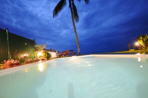 Outdoor pool, pool loungers