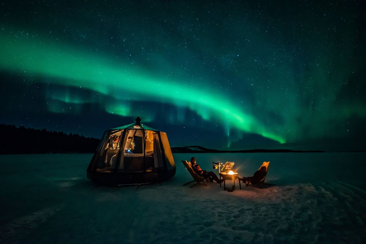 Lake Inari Aurora Hut |  침대 시트