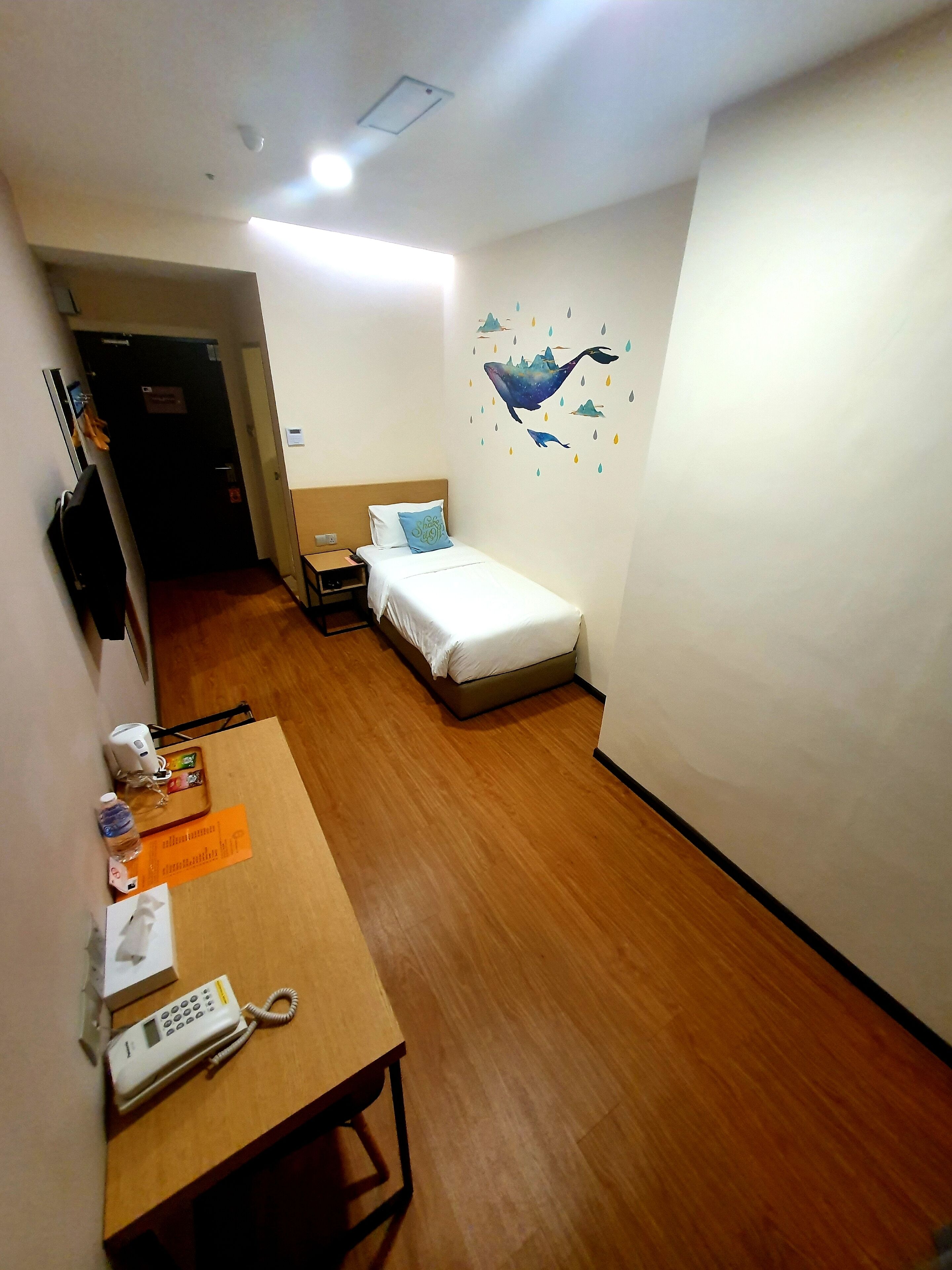 basic single room, 1 single bed, ensuite, corner | view from room