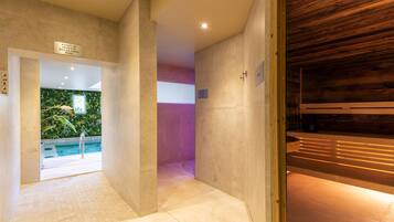 Sauna seca, banheira de hidromassagem, sauna a vapor