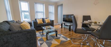 Flat-screen TV, DVD player
