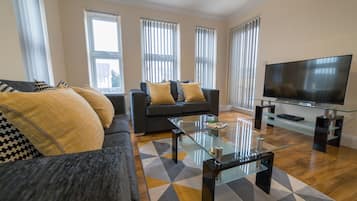 Flat-screen TV, DVD player