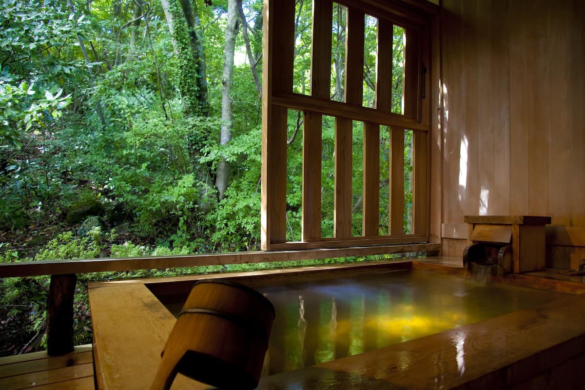 Junior Suite w/ Private Onsen (2F) Halfboard (Breakfast & Dinner), Check-in 3pm-6pm | Bathroom | Separate tub and shower, deep soaking tub, free toiletries, hair dryer