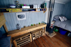 The Goods Wagon | Living area - Eco Camp Glenshee (Blairgowrie)