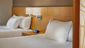 Premium bedding, desk, blackout drapes, iron/ironing board