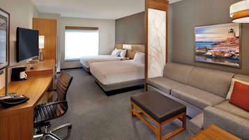 Literie de qualité supérieure, bureau, rideaux occultants