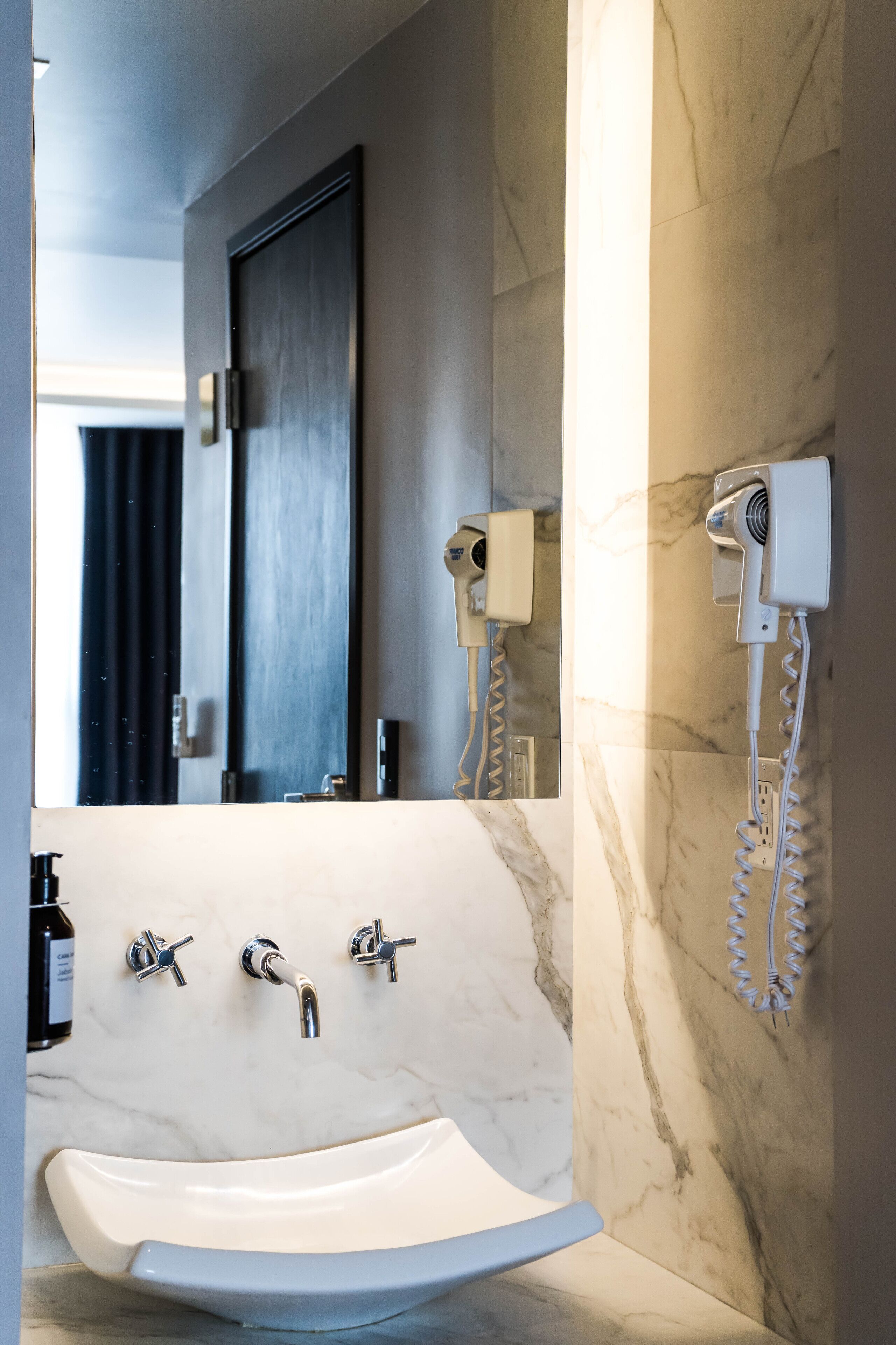 free toiletries, hair dryer, towels, soap