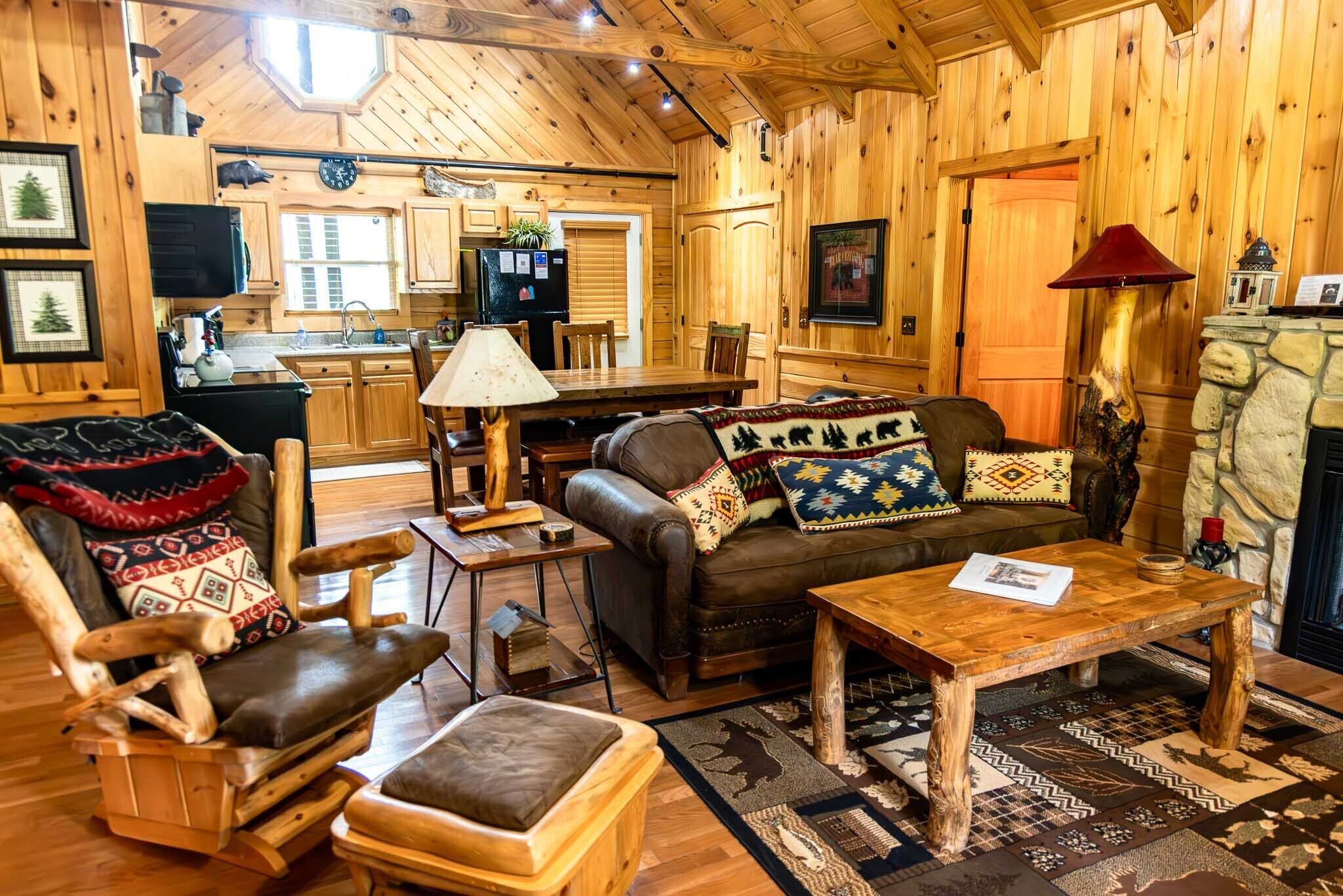 Smart TV, fireplace, video games, DVD player