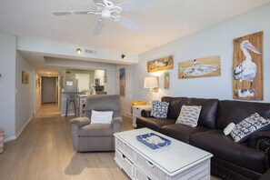 TV, DVD player, table football, ping pong