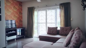 Two Bedrooms Private Pool Villa | Living area | Flat-screen TV