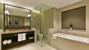 1 King Bed, Suite Room, Pool View | Bathroom | Free toiletries, bathrobes, slippers, towels