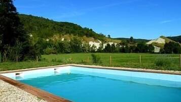 Indoor pool, outdoor pool, pool loungers