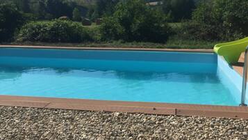 Indoor pool, outdoor pool, pool loungers