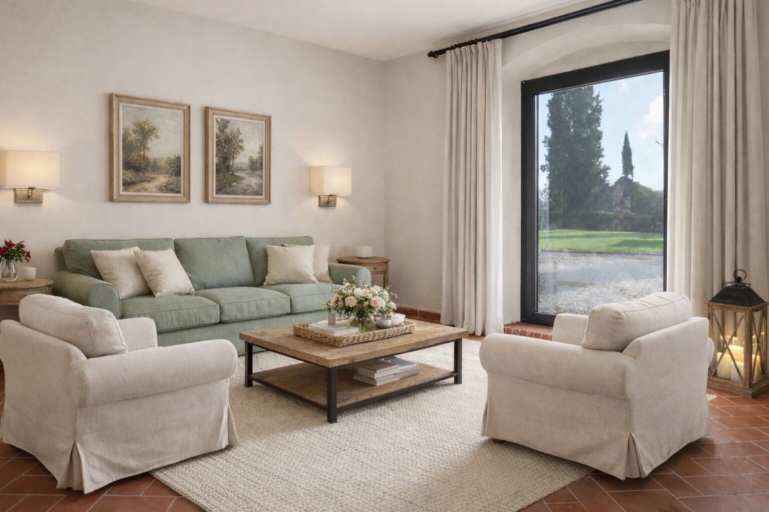 Family Suite, 2 Bedrooms, Ground Floor (Tinaia) | Living area | Flat-screen TV