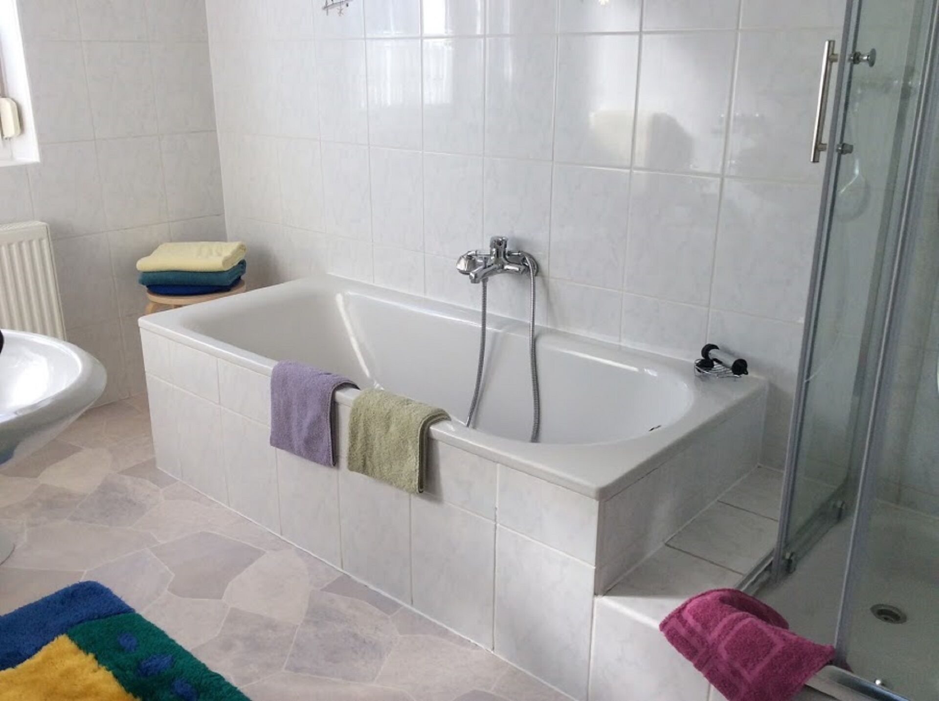 Bathtub, hair dryer