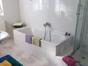 Bathtub, hair dryer