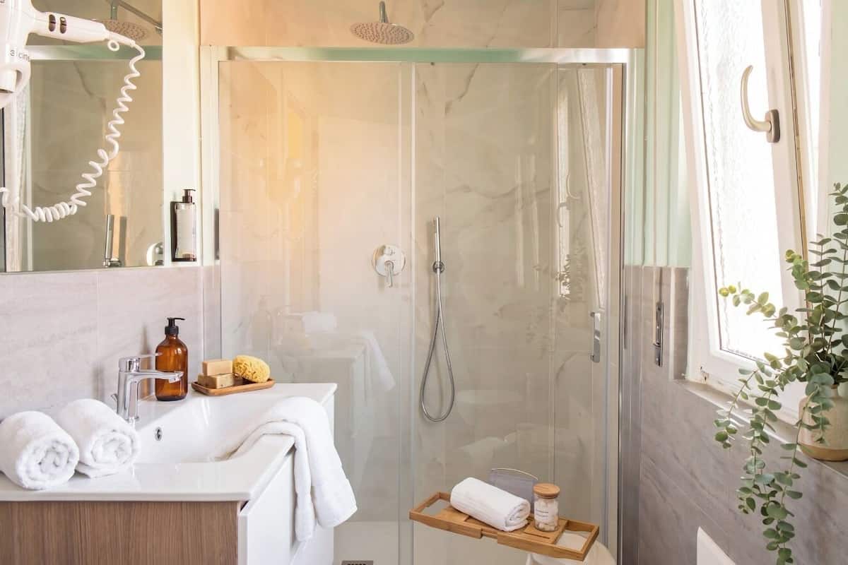 Shower, rainfall showerhead, hair dryer, bidet