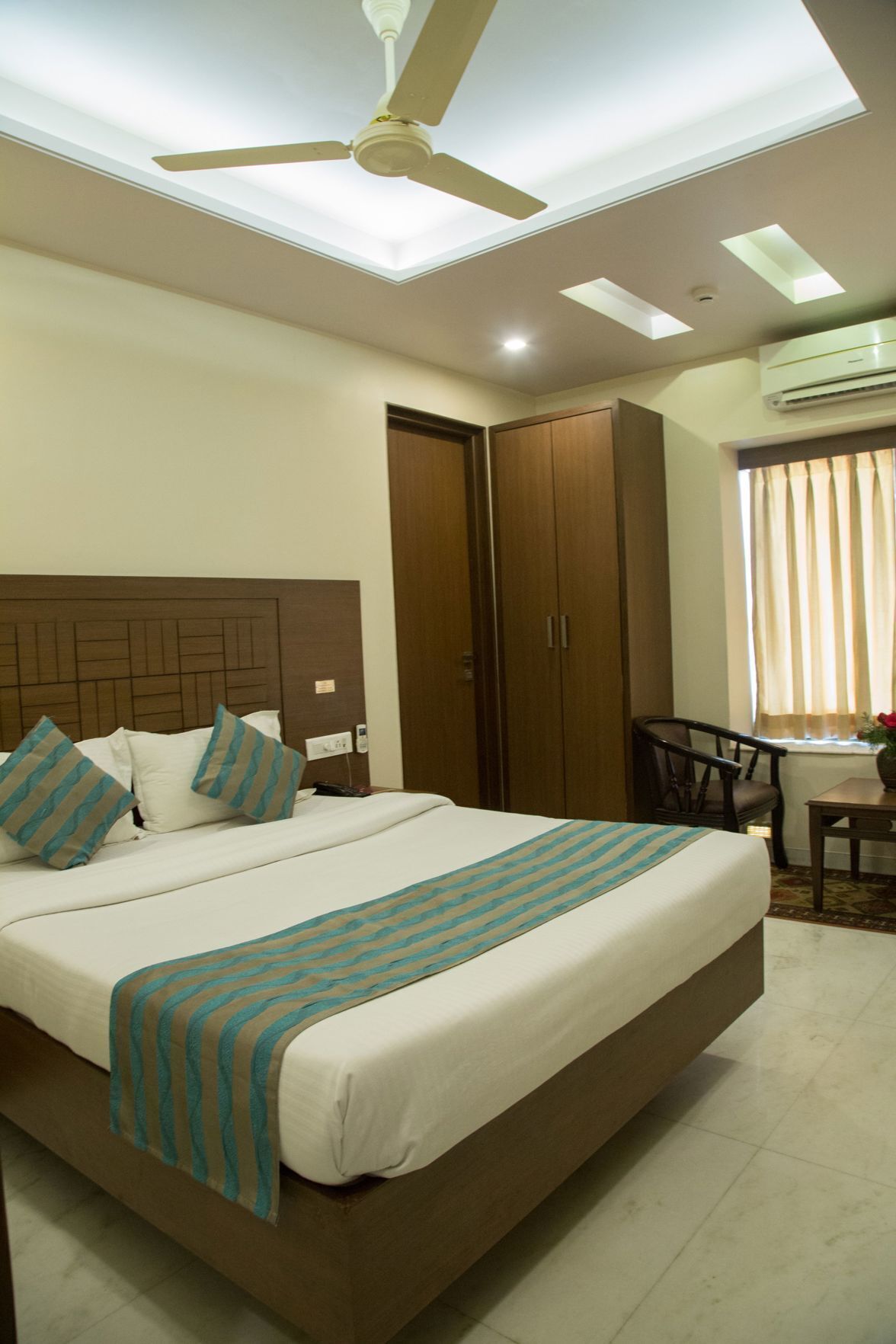 Premium bedding, desk, blackout curtains, iron/ironing board