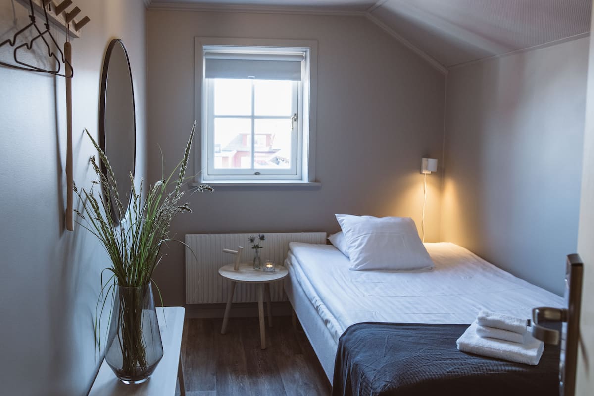 Habitación individual | Tabla de planchar con plancha, wifi gratis, ropa de cama