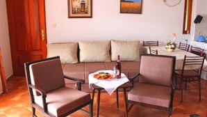 Family Apartment, 2 Bedrooms, Sea View, Sea Facing | Living area | Flat-screen TV - Sveti Stefan MONTEN (Sveti Stefan)