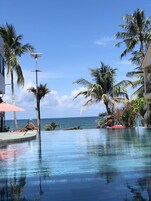 Outdoor pool, sun loungers