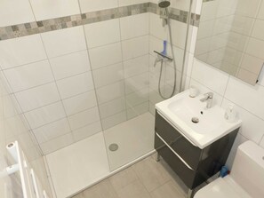 Bathtub, hair dryer, soap