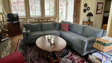 Una televisión, una chimenea, libros