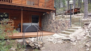 Relax on the deck with a hot tub and enjoy the peaceful surroundings.