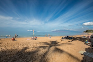 On the beach, beach towels